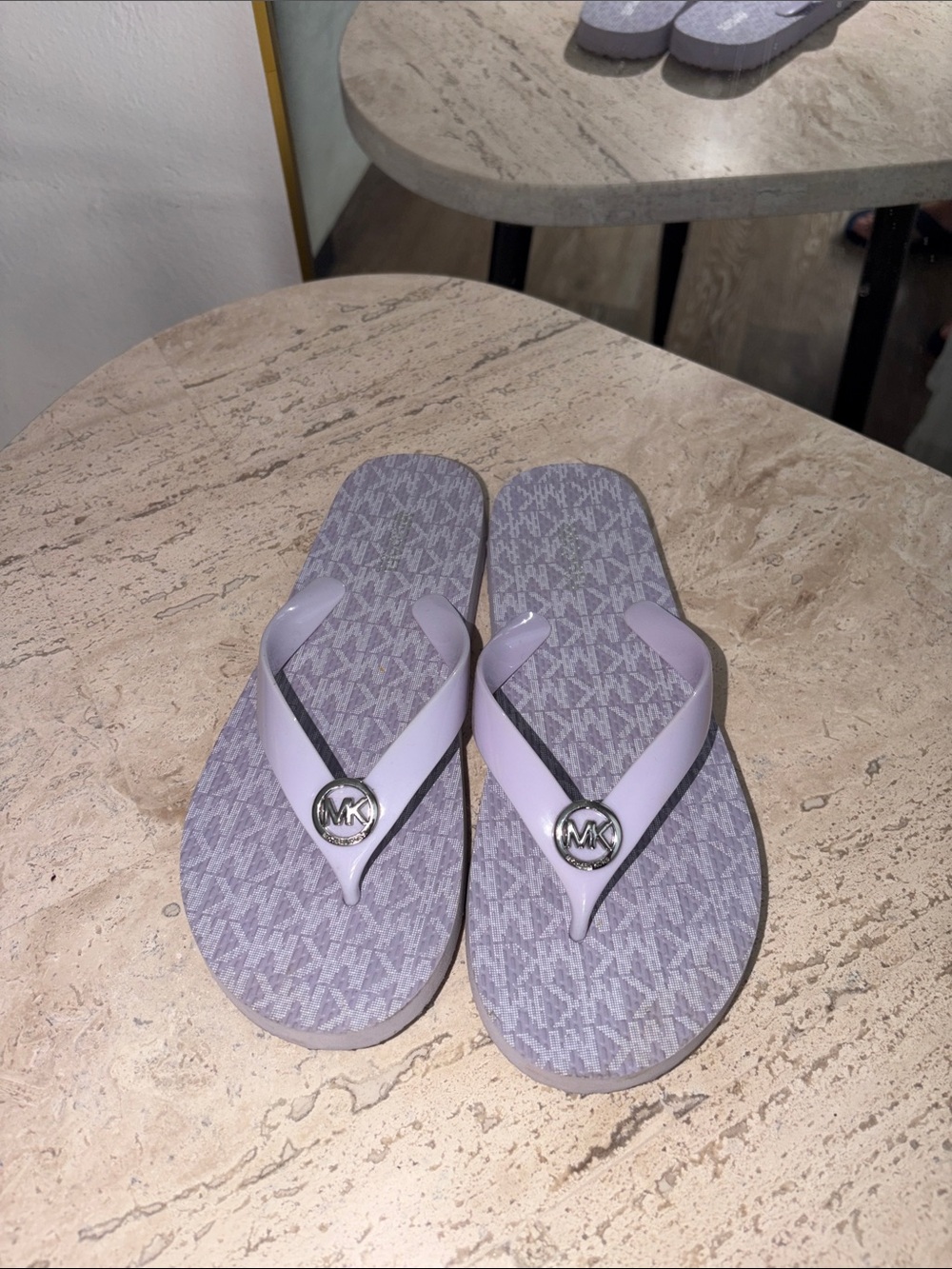 Michael Kors Lavender Logo Strap Flip Flops